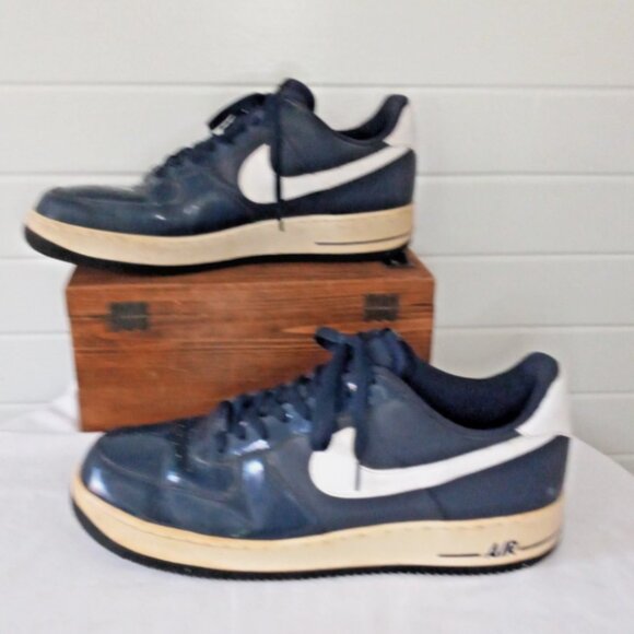 Nike Air Force 1 Men’s Sz 14 Navy Blue Patent Leather 315122-410 Sneakers - Picture 8 of 11